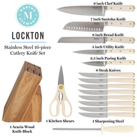 Martha Stewart Lockton 7-inch santoku knife for versatile, precise cuts.