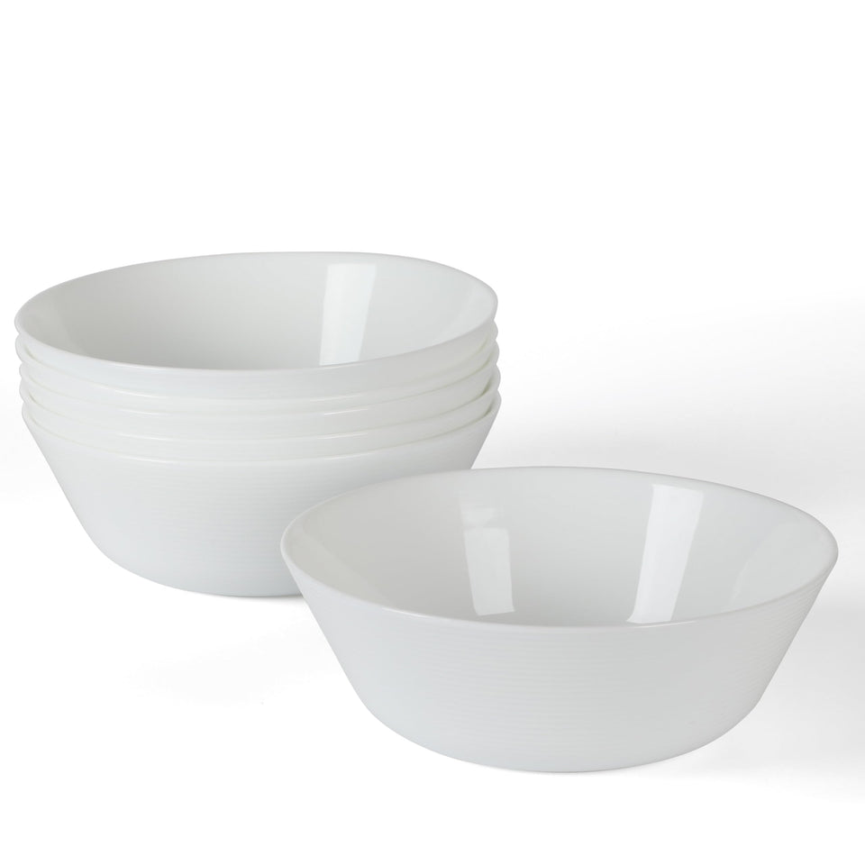 Martha Stewart Opalton 6-inch soup bowl, front view, durable opal glass.