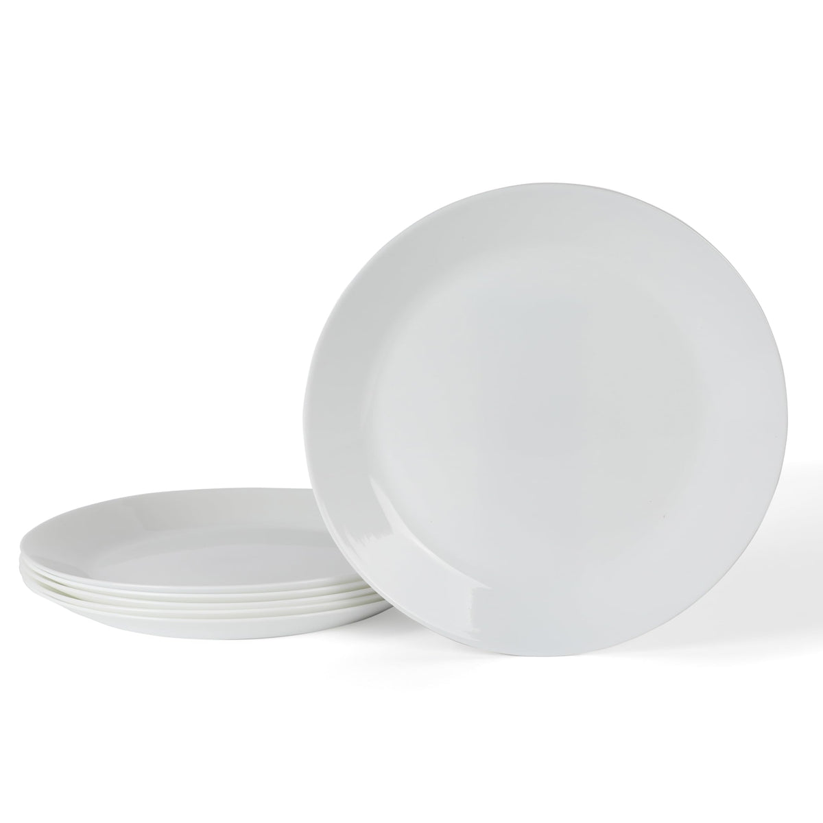 Martha Stewart Opalton dinner plate highlights chip-resistant opal glass for everyday meals.