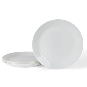 Martha Stewart Opalton dinner plate highlights chip-resistant opal glass for everyday meals.