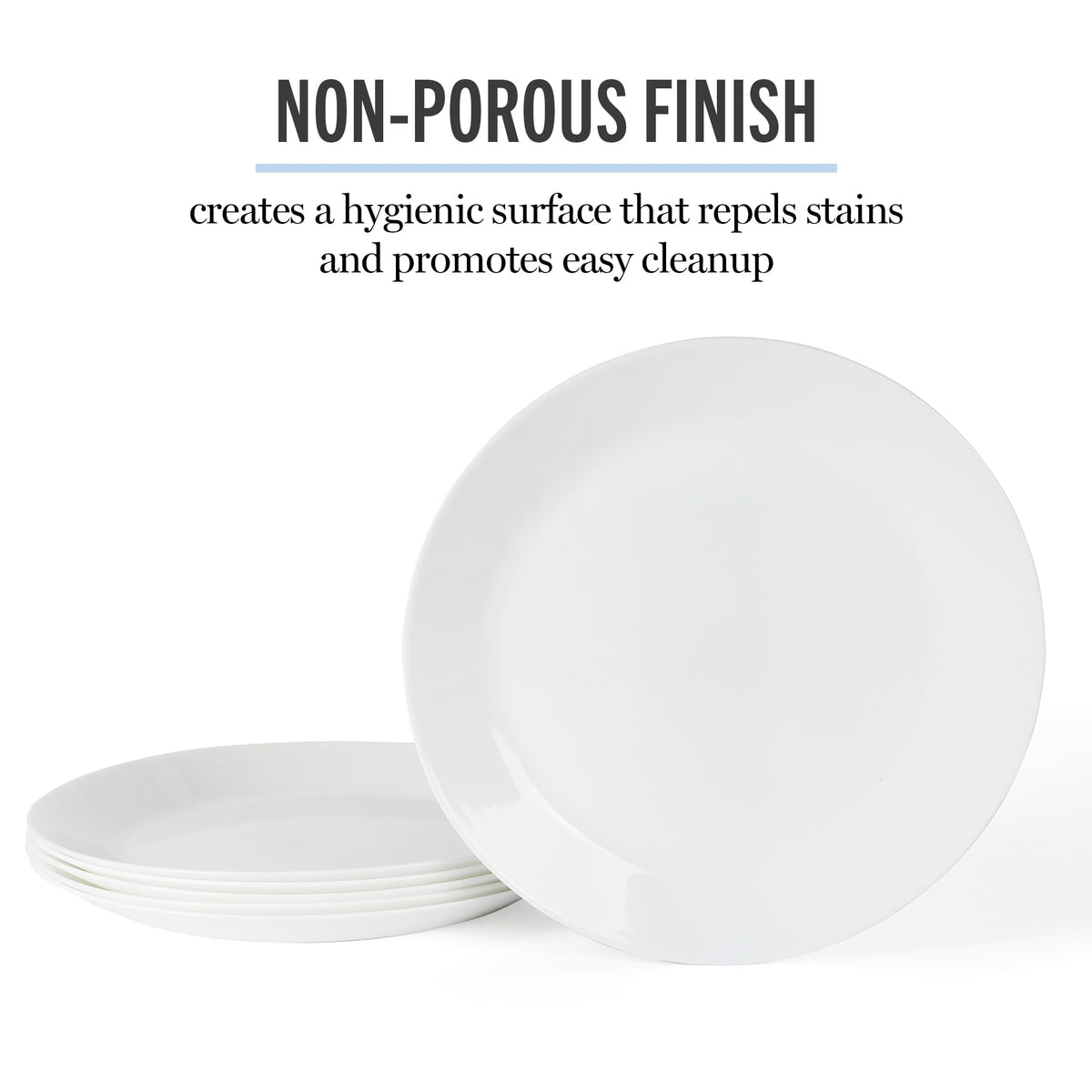 Set of six Opalton plates designed for reliable everyday use.