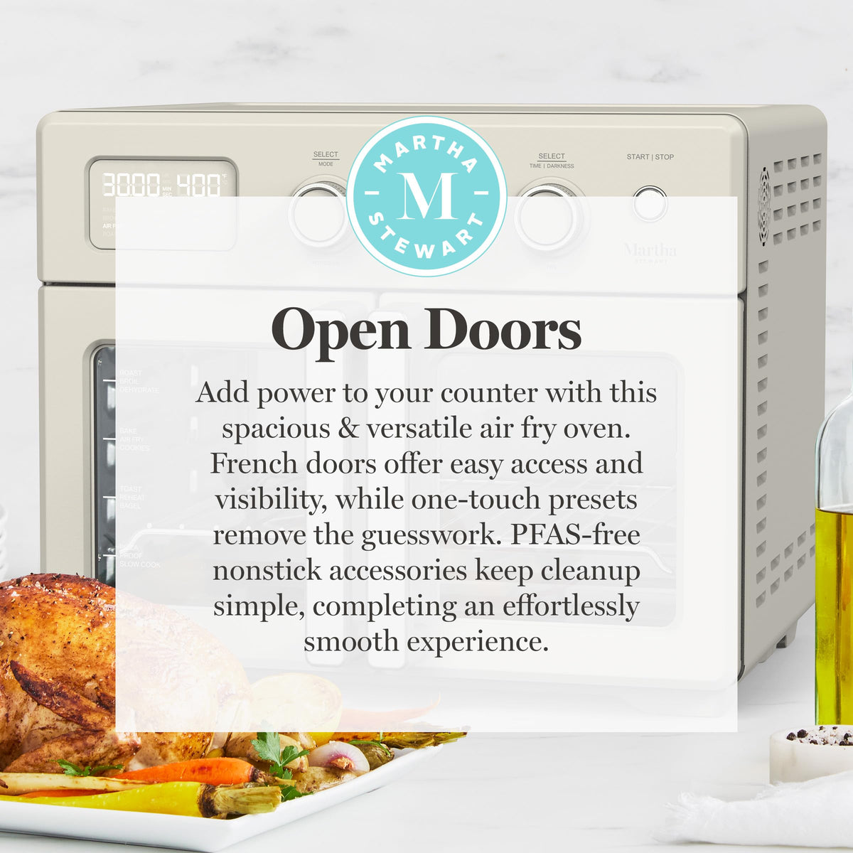 Martha Stewart PFAS-free nonstick coating allows easy release and simple cleanup