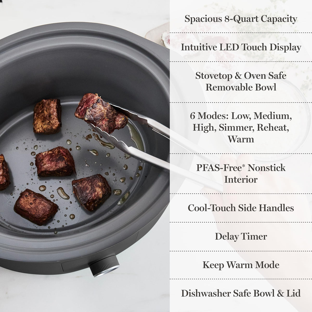 Programmable LED display on Martha Stewart slow cooker for easy control.