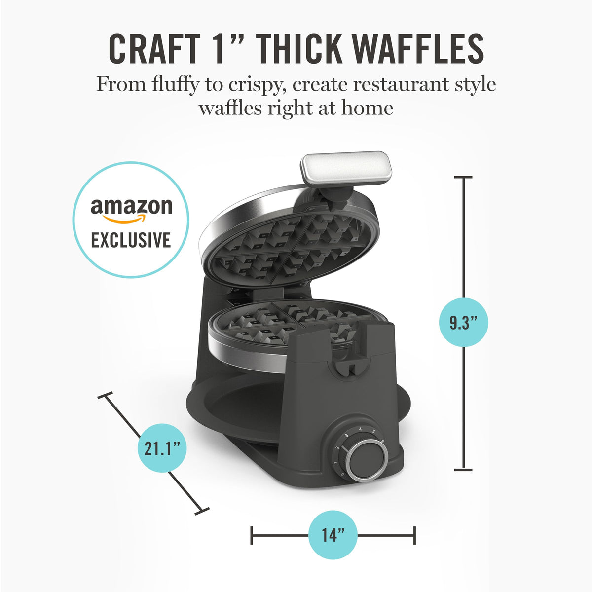 Martha Stewart ready light and timer help predict waffle readiness.