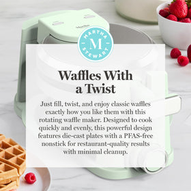 Martha Stewart ready light and adjustable timer for precise waffle timing.