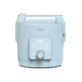Martha Stewart Rice Cooker 8-Cup bowl with fluffy rice for family meals.
