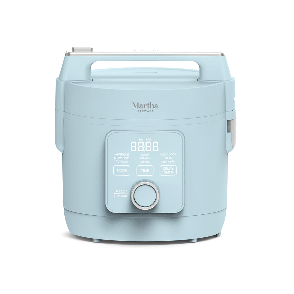 Martha Stewart Rice Cooker 8-Cup bowl with fluffy rice for family meals.