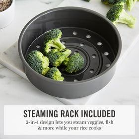 Ceramic nonstick pot in Martha Stewart Rice Cooker for easy release and quick cleanup.