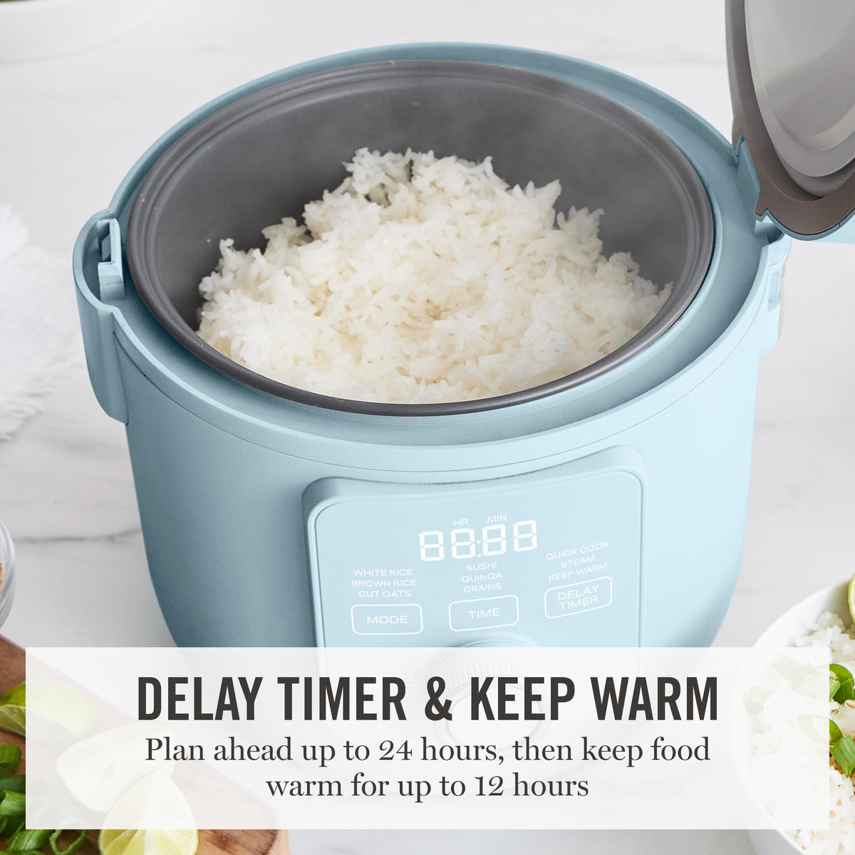 Martha Stewart Rice Cooker keep warm preserves ready meals for serving later.