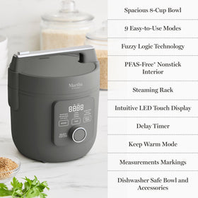 Keep warm function on Martha Stewart Rice Cooker maintains flavor until serving.