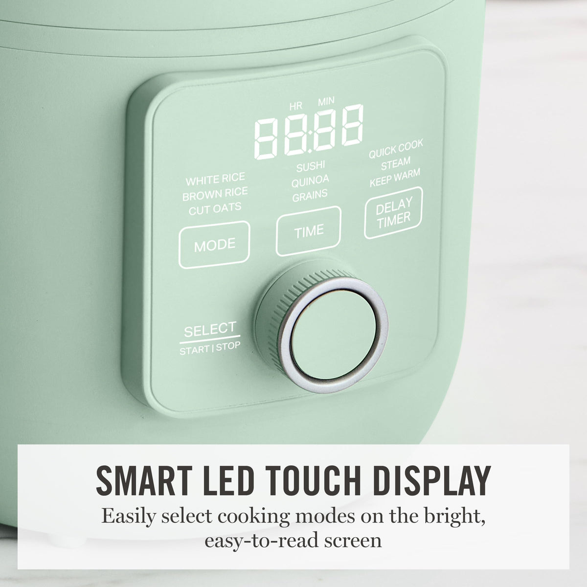 Martha Stewart Rice Cooker LED display for quick mode selection