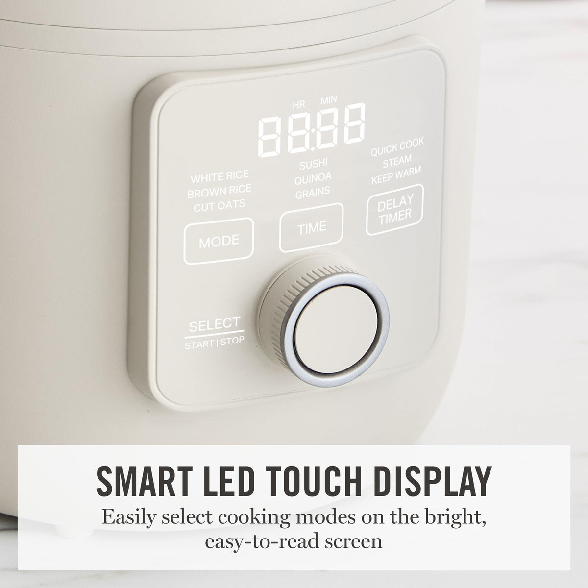 Martha Stewart Rice Cooker LED display enables quick mode selection