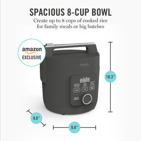 Measurement markings on Martha Stewart Rice Cooker aid precise water-to-rice ratios.