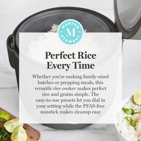 PFAS-free inner pot in Martha Stewart Rice Cooker supports easy cleaning.