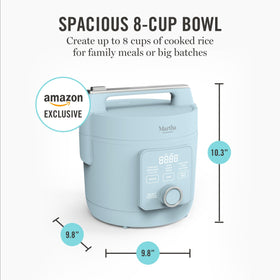 Martha Stewart Rice Cooker PFAS-free nonstick interior enables easy release.