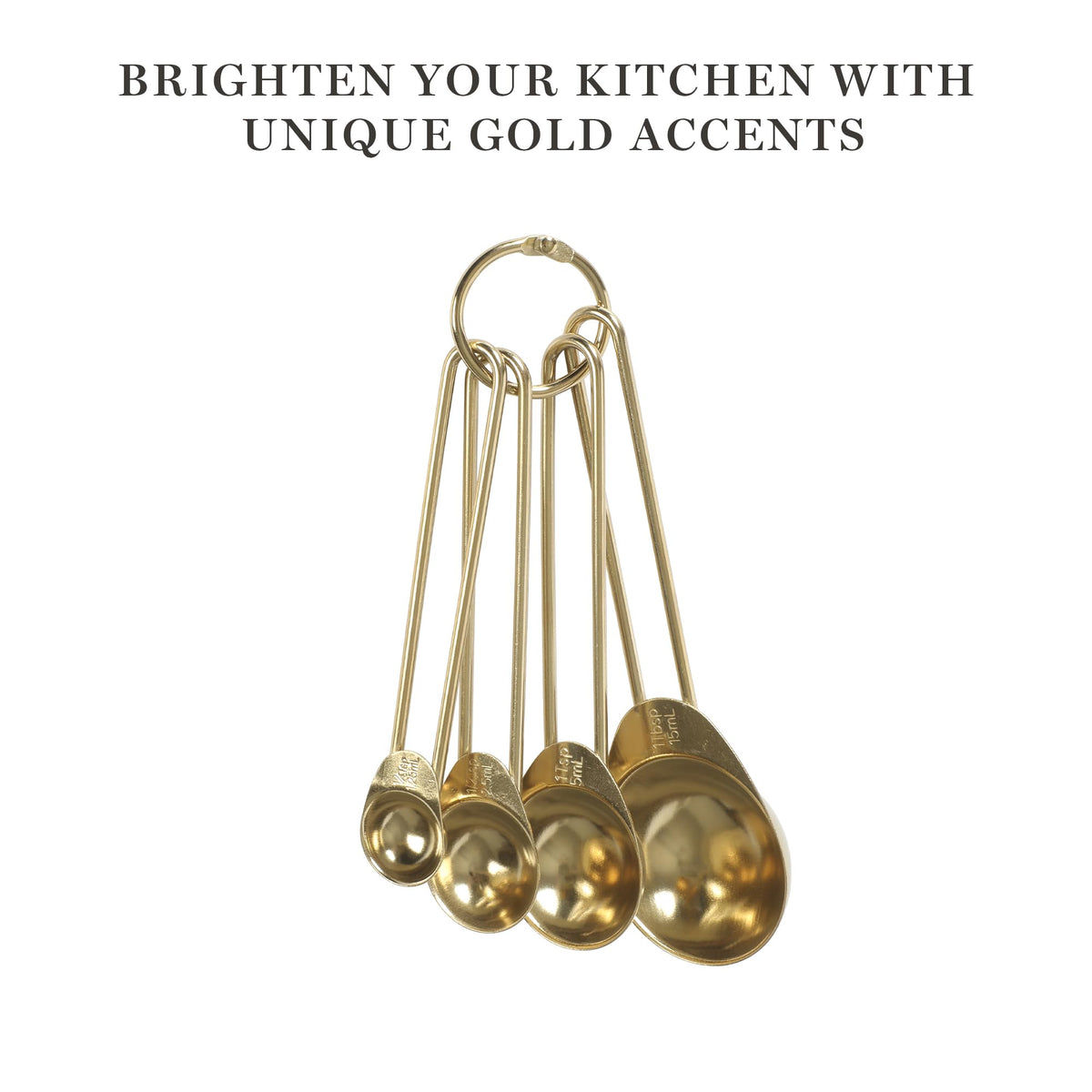 Martha Stewart Richburn spoons with compact storage ring to reduce countertop clutter.