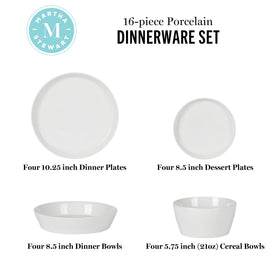 Martha Stewart Selma dinner bowls showcase durable porcelain for everyday meals and entertaining.