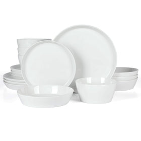Martha Stewart Selma dinner plates with modern coupe edges for everyday dining and easy stacking.