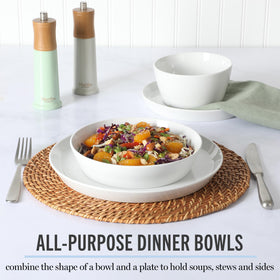 Martha Stewart Selma whiteware collection adds timeless elegance to any table setting.
