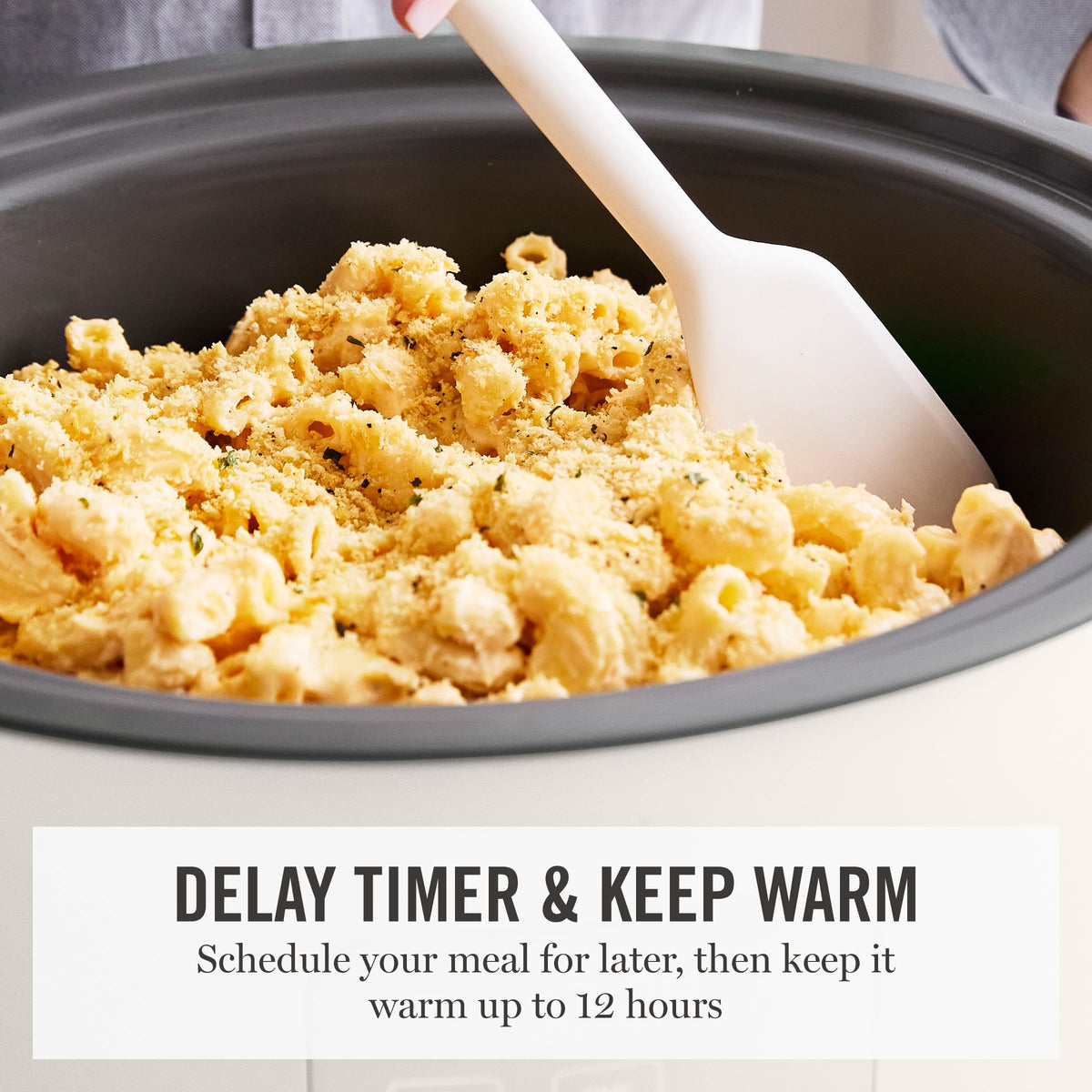 Martha Stewart keep-warm maintains serving temperature for hours.