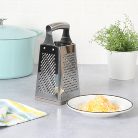 Martha Stewart Sprucedale grater side view with comfortable handle for steady control