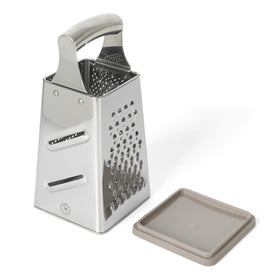 Martha Stewart Sprucedale box grater top view shows four sides for versatile prep