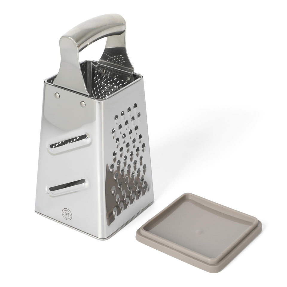 Martha Stewart Sprucedale box grater top view shows four sides for versatile prep