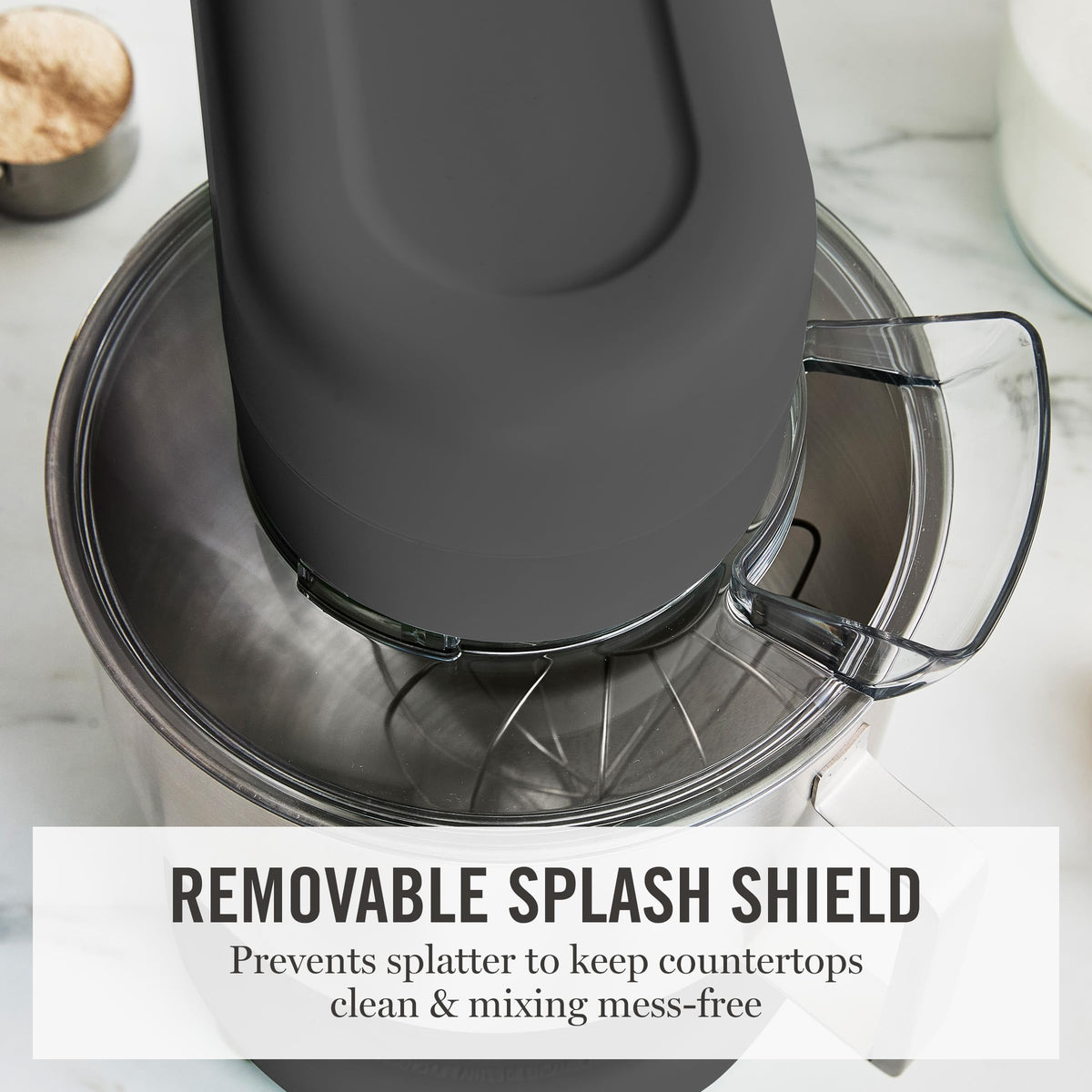 Martha Stewart stand mixer tilt-head for easy bowl access and quick attachment changes.