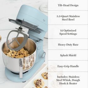 Martha Stewart 12-speed dial enables precise texture control.
