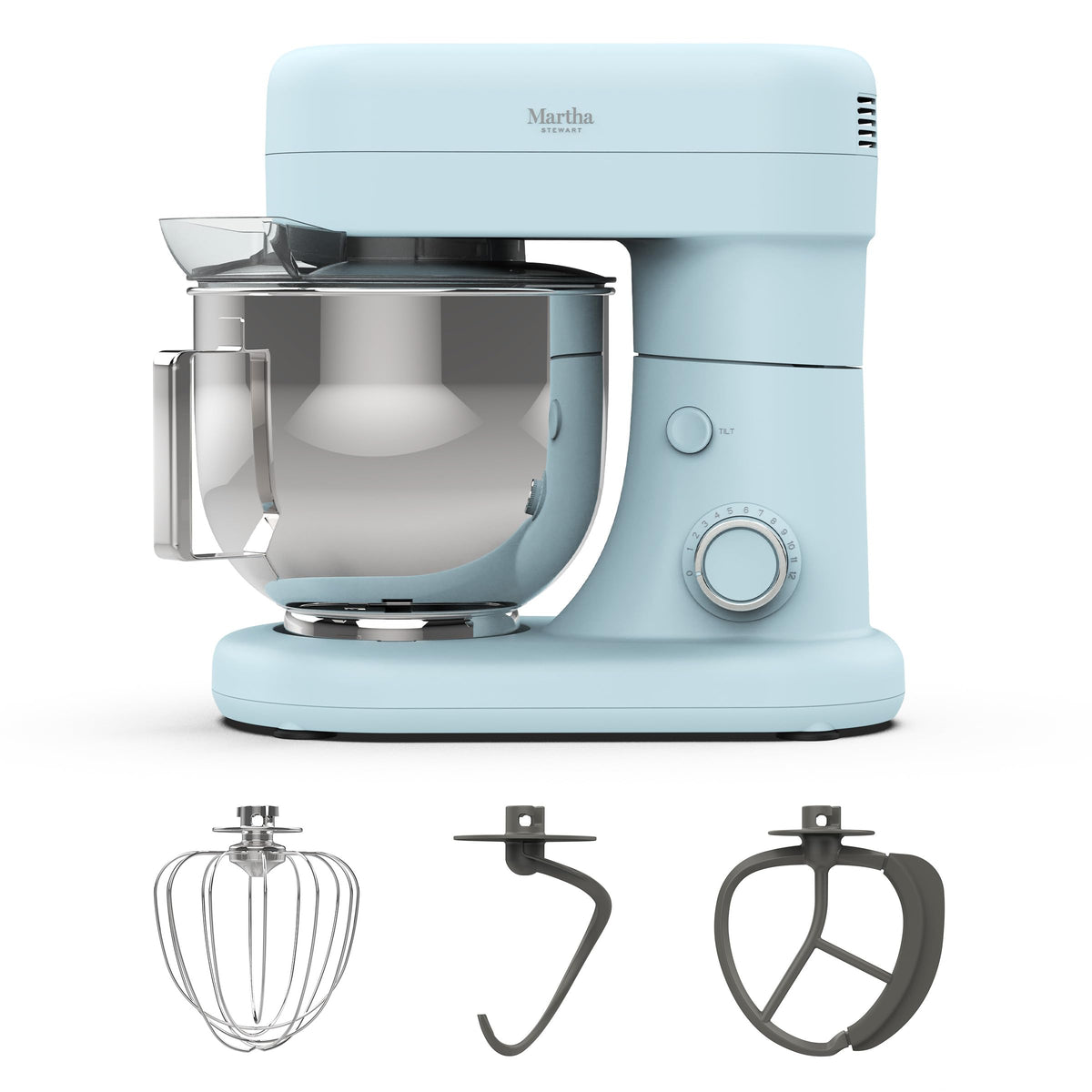 Martha Stewart Tilt-Head Mixer with 5.3qt bowl for large batches.