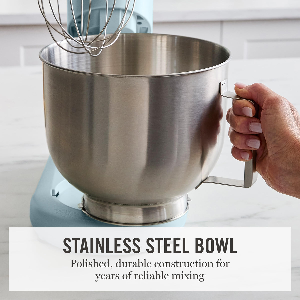 Martha Stewart mixer attachments whisk ready for airy whipped cream.