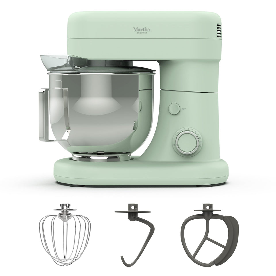 Martha Stewart tilt-head mixer with bowl for easy ingredient addition