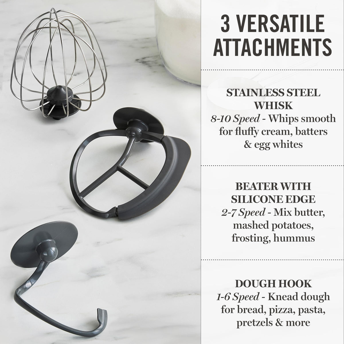 Martha Stewart mixer splash shield with pour chute keeps counters clean.