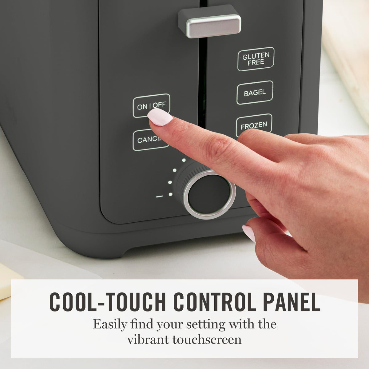 Integrated cord wrap keeps cables neatly tucked away.