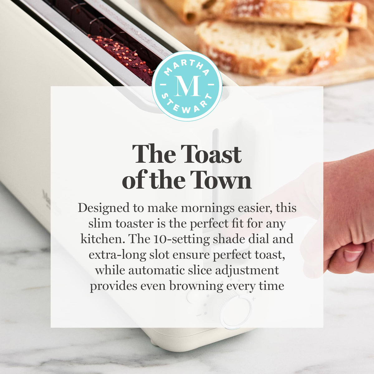 Martha Stewart high-lift lever for easy removal of small breads.