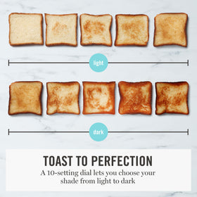Martha Stewart toaster self-centering feature for even browning.