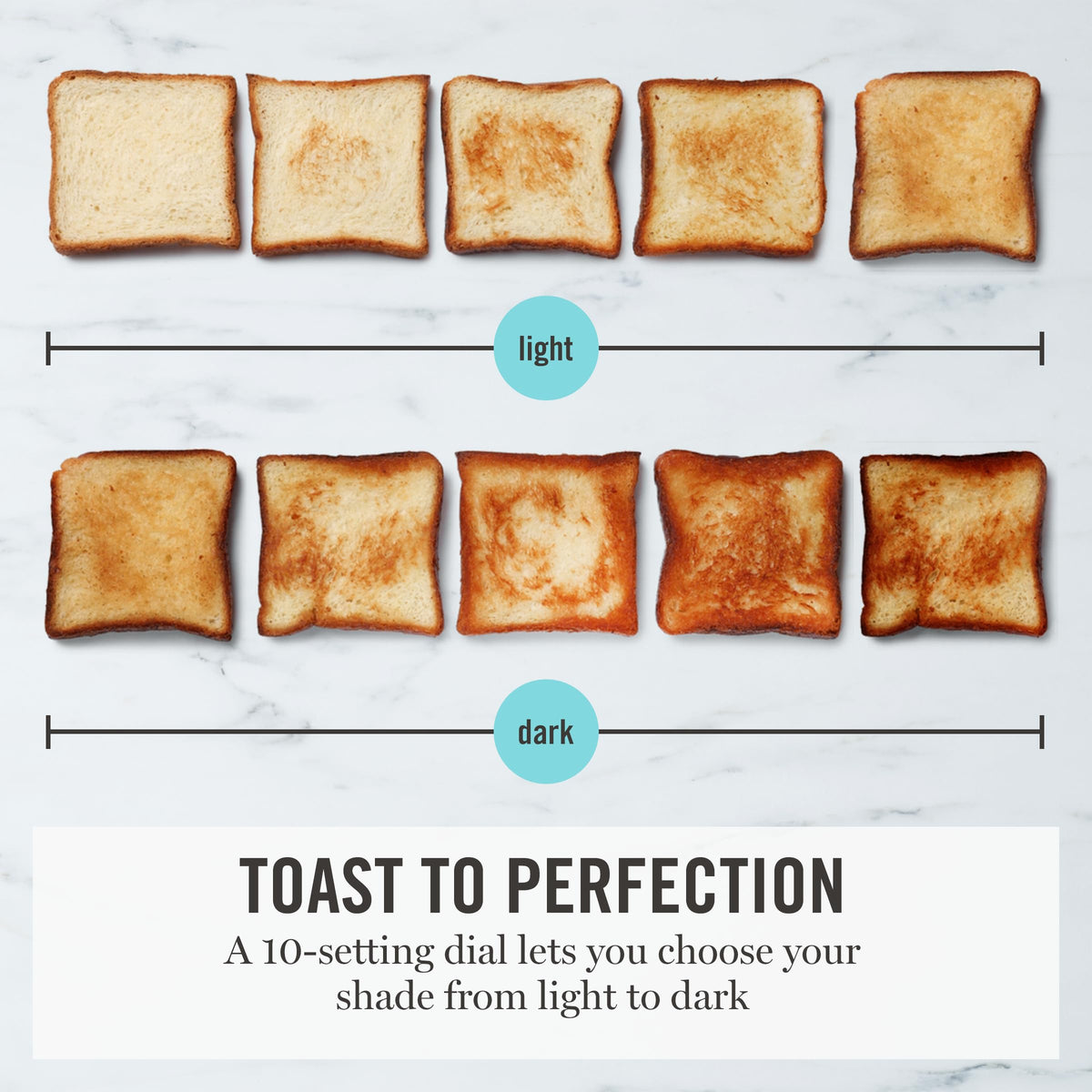 Martha Stewart toaster self-centering feature ensures even browning from edge to edge.