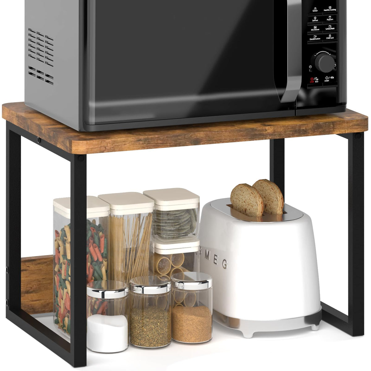 MARTY kitchen countertop organizer shelf with spices for easy access.