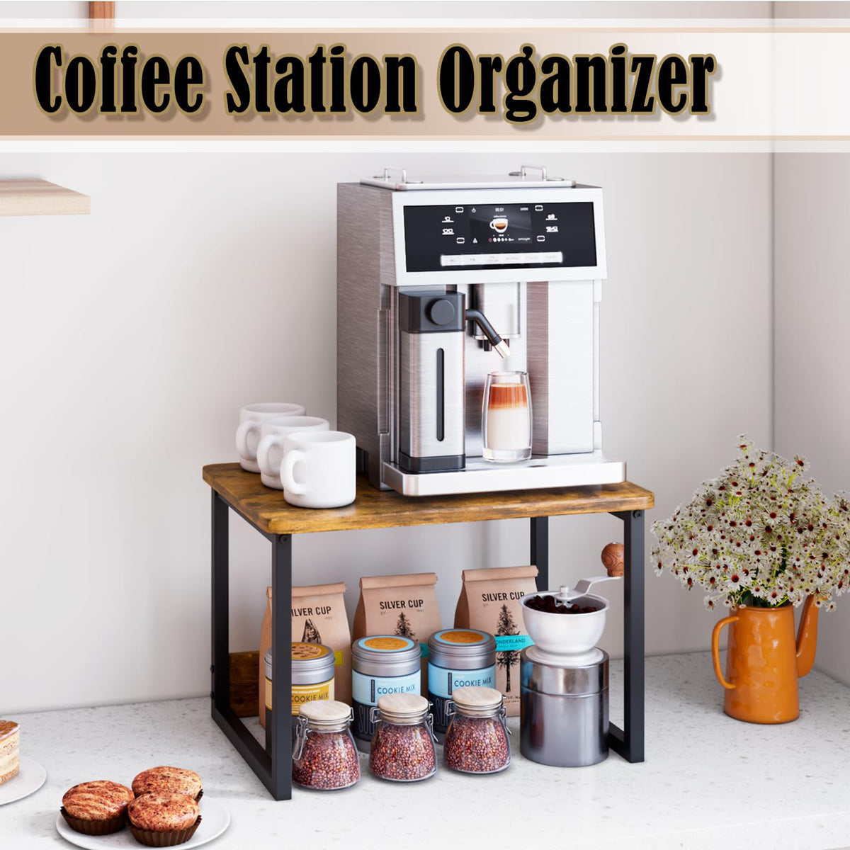 MARTY living-room coffee station on a sturdy shelf.
