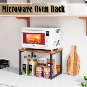 MARTY microwave-oven rack keeps compact appliances organized.