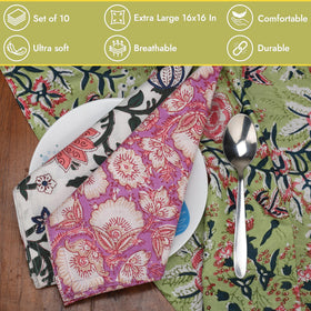 Marubhumi cotton napkins close-up reveals unique hand-printed pattern and texture.