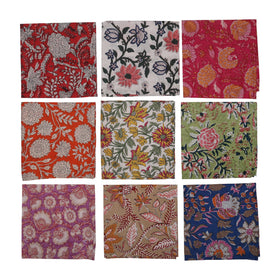 Marubhumi hand block print floral napkins on table for elegant everyday dining.