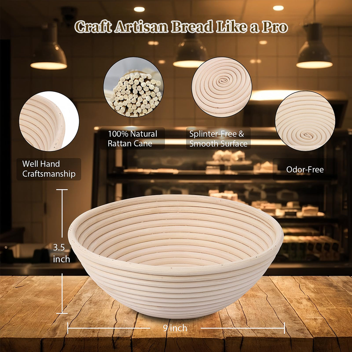 MarzeMuun banneton set with flour-dusted liners for non-stick release