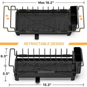 Masadi dish drying rack in sink with extended supports above the sink