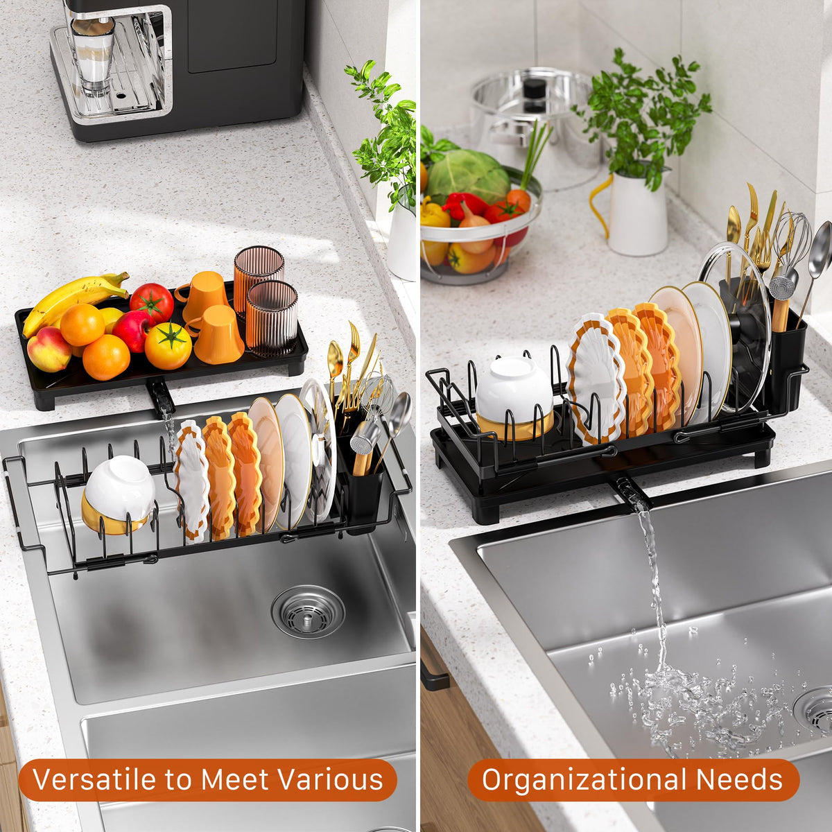Masadi dish drying rack with automatic drainage for seamless drying