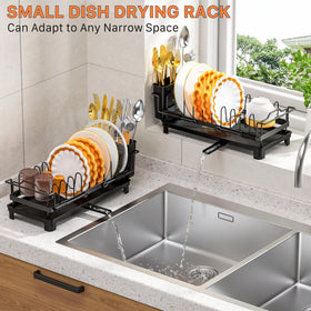 Masadi dish drying rack with drainage tray keeps countertop dry