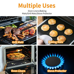 MASANIU oven liner rollable-bottom demonstrates easy cleanup after spills.