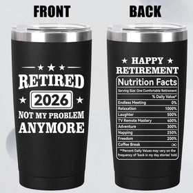 MASGALACC retirement tumbler side design highlights dual messages for gifting