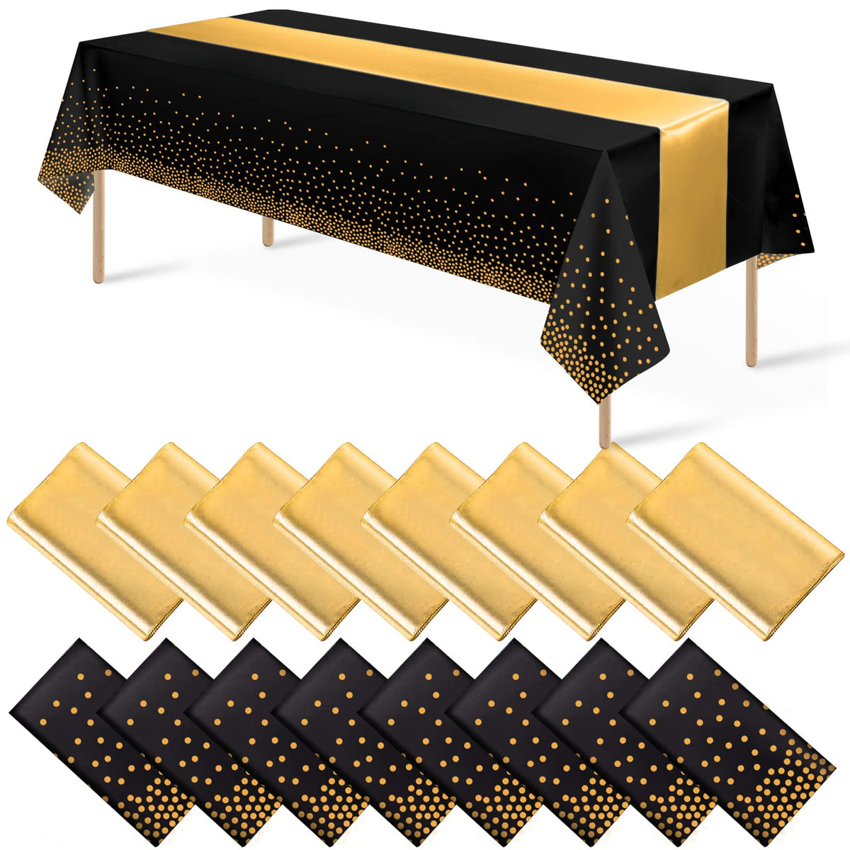 MASHAN black and gold dot tablecloth for elegant celebrations