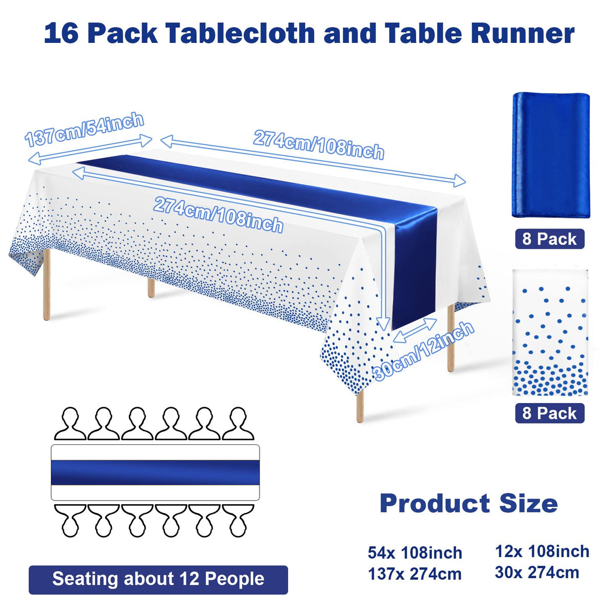 MASHAN blue satin table runner adds silky texture to elegant tables.